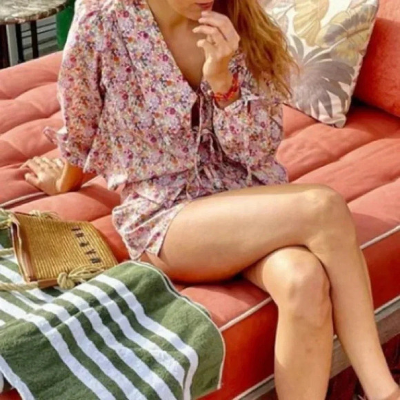 Gingham Palace Set Women’s Small Sixtine Blouse and Sandrine Shorts Floral - Picture 4 of 15